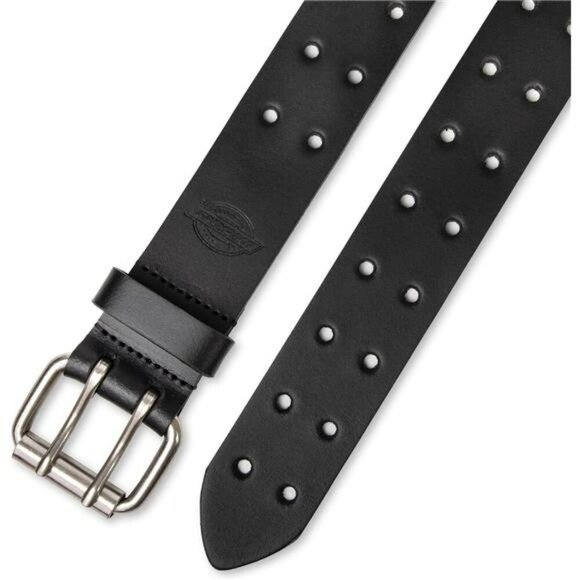 Mens leather belt double prong buckle heavy duty adjustable casual work wear - Picture 5 of 7